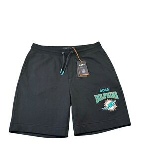 Hugo Boss X Miami Dolphins NFL Black Sweatshort Size Men's L NWT